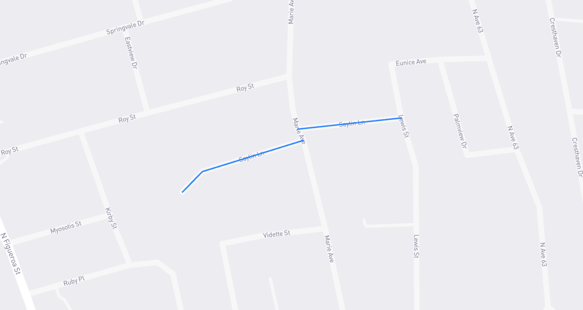 Map of Saylin Lane in Los Angeles County, California