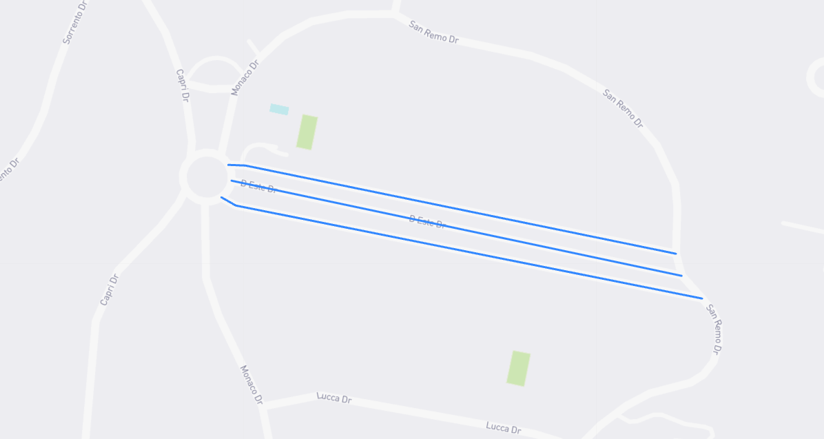 Map of D Este Drive in Los Angeles County, California