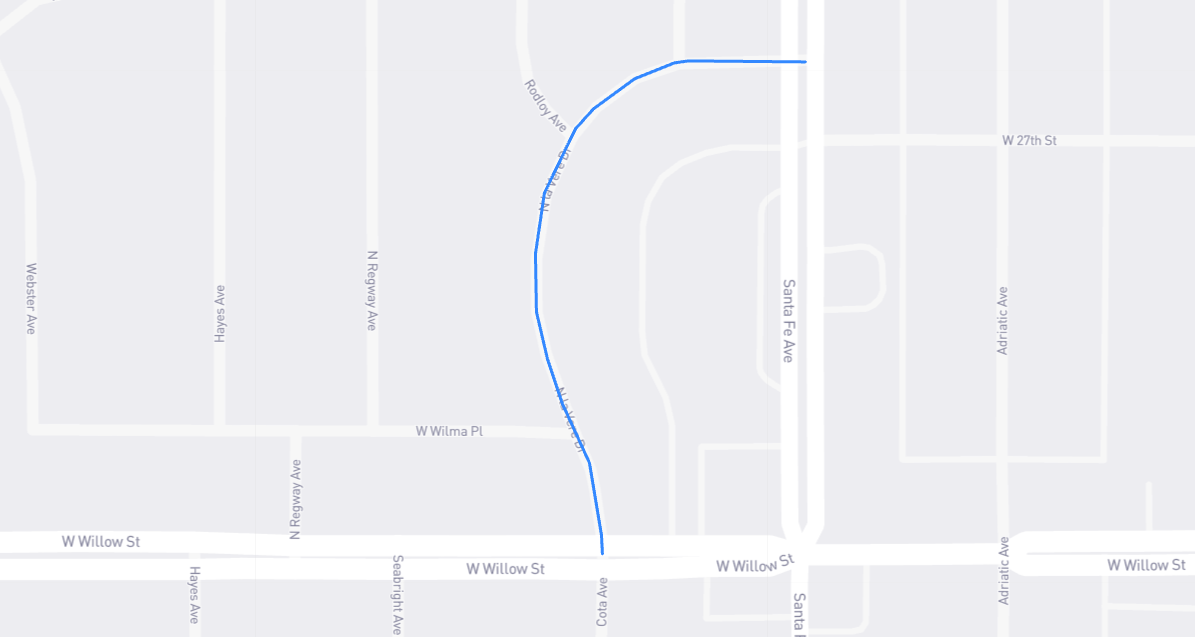 Map of LaVere Drive in Los Angeles County, California