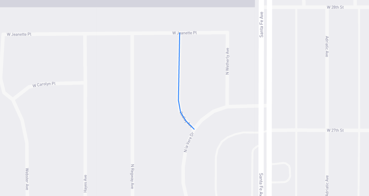 Map of Rodloy Avenue in Los Angeles County, California