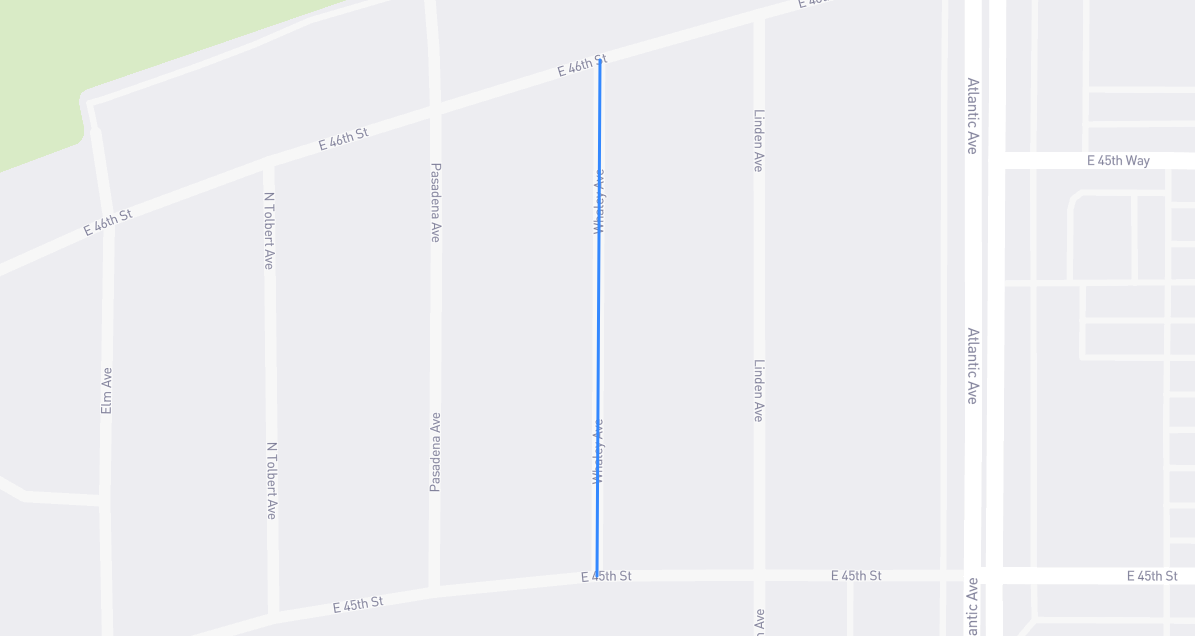 Map of Whaley Avenue in Los Angeles County, California