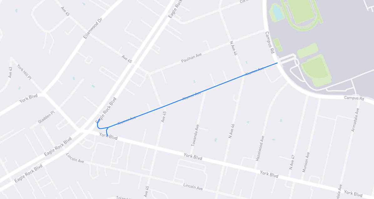 Map of Alumni Avenue in Los Angeles County, California