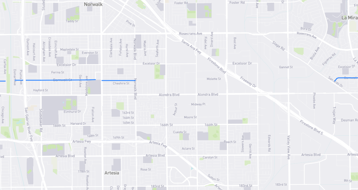 Map of Barnwall Street in Los Angeles County, California