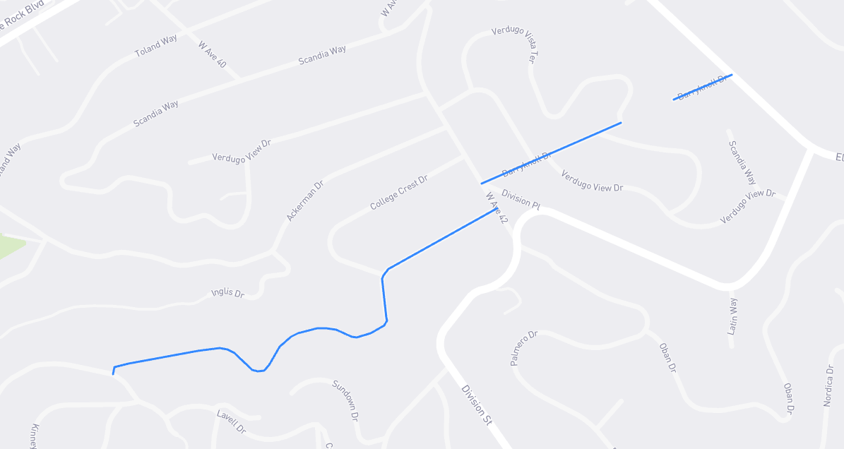 Map of Barryknoll Drive in Los Angeles County, California