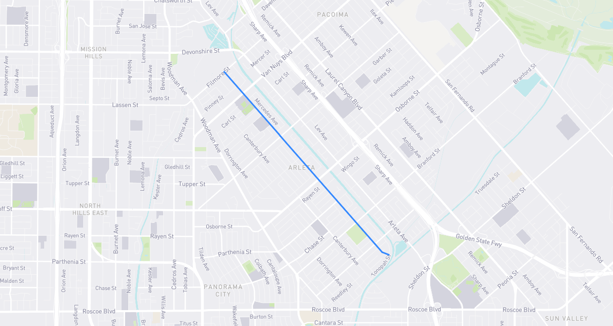 Map of Beachy Avenue in Los Angeles County, California