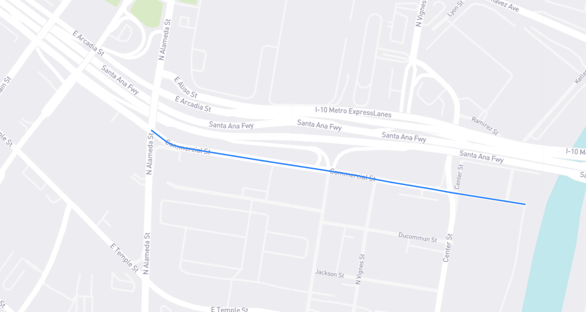 Map of Commercial Street in Los Angeles County, California