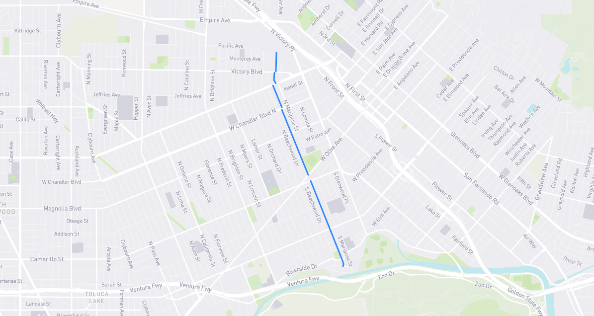 Map of Griffith Park Drive in Los Angeles County, California