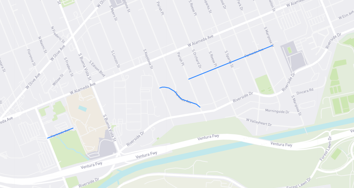 Map of Parkside Avenue in Los Angeles County, California