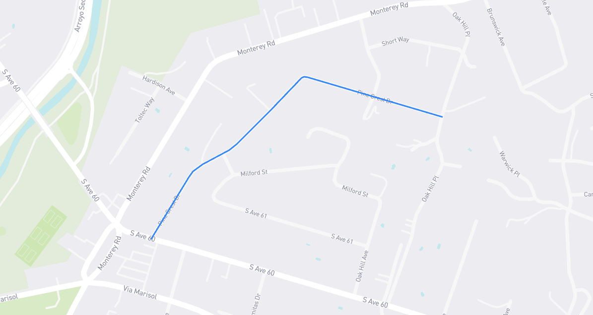 Map of Pine Crest Drive in Los Angeles County, California