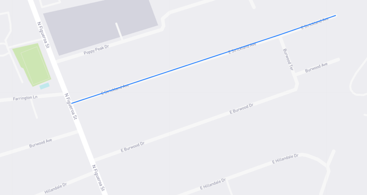 Map of Strickland Avenue in Los Angeles County, California