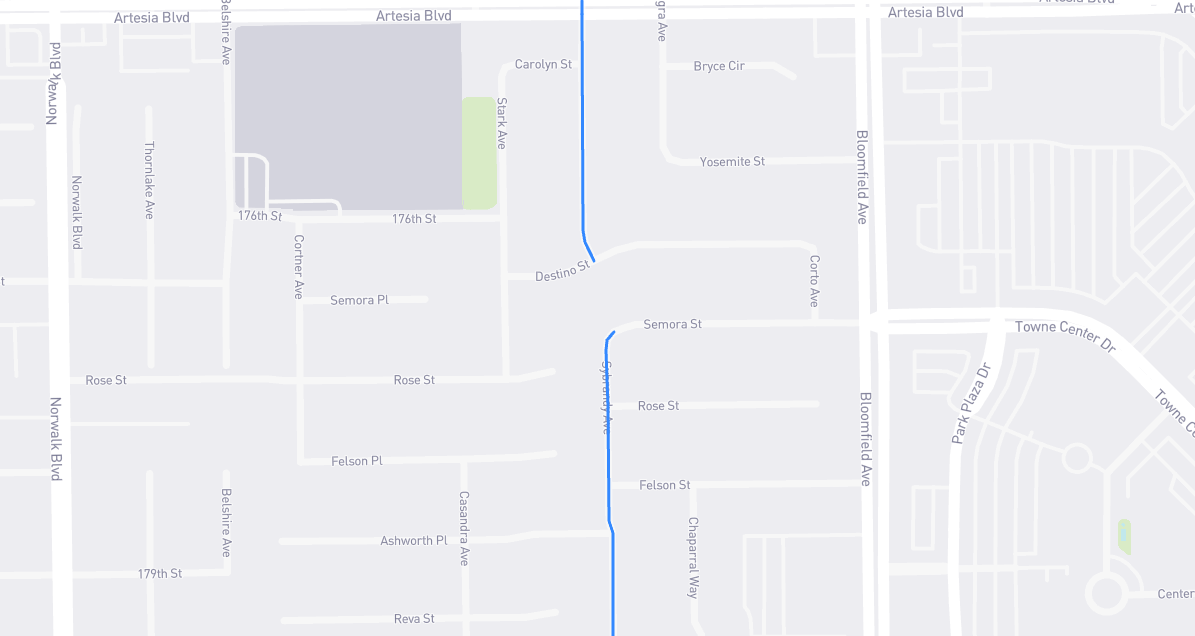 Map of Sybrandy Avenue in Los Angeles County, California