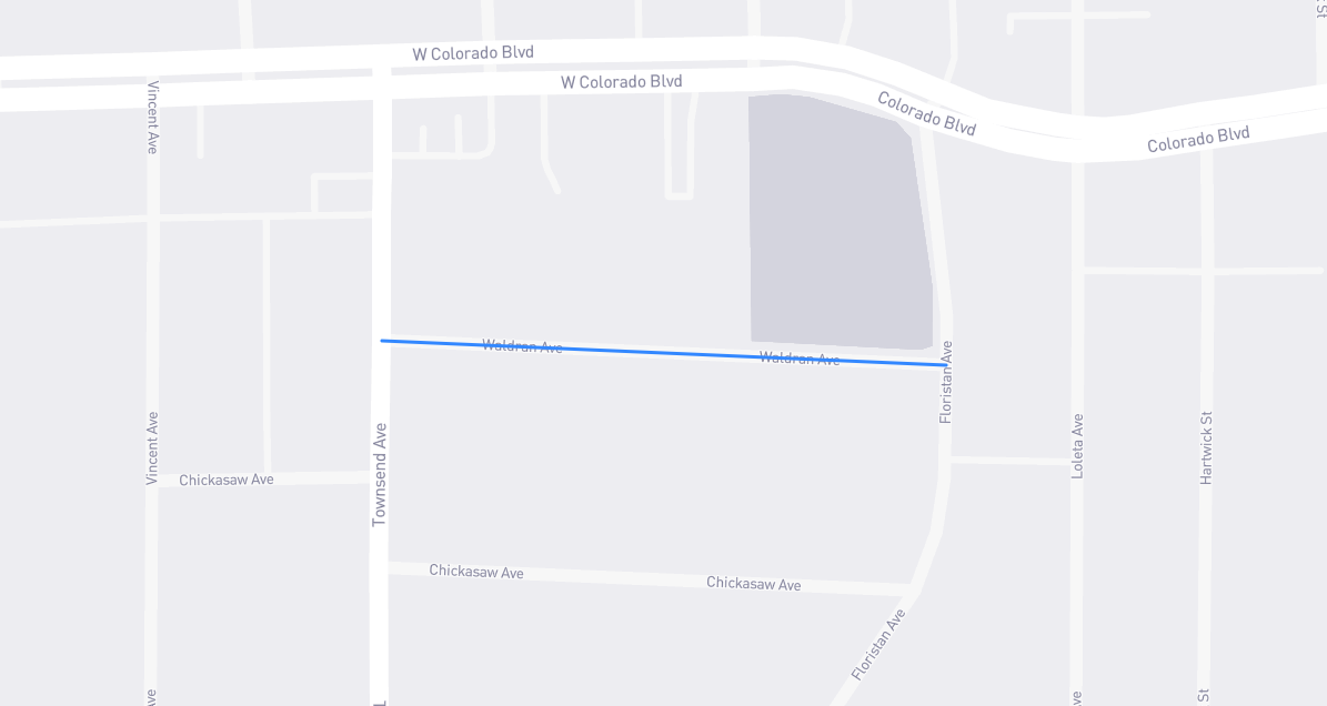 Map of Waldran Avenue in Los Angeles County, California