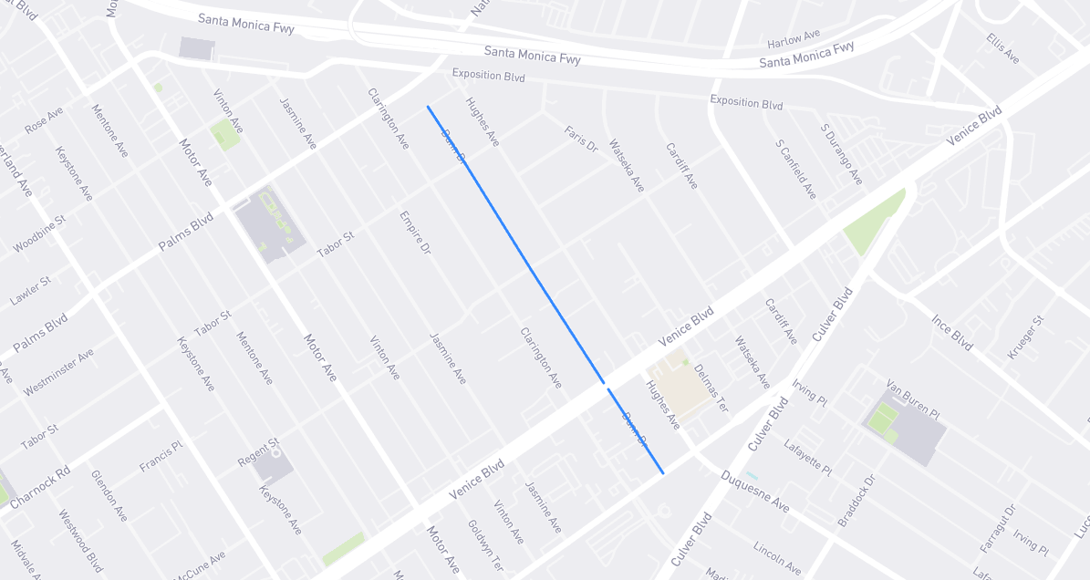 Map of Dunn Drive in Los Angeles County, California