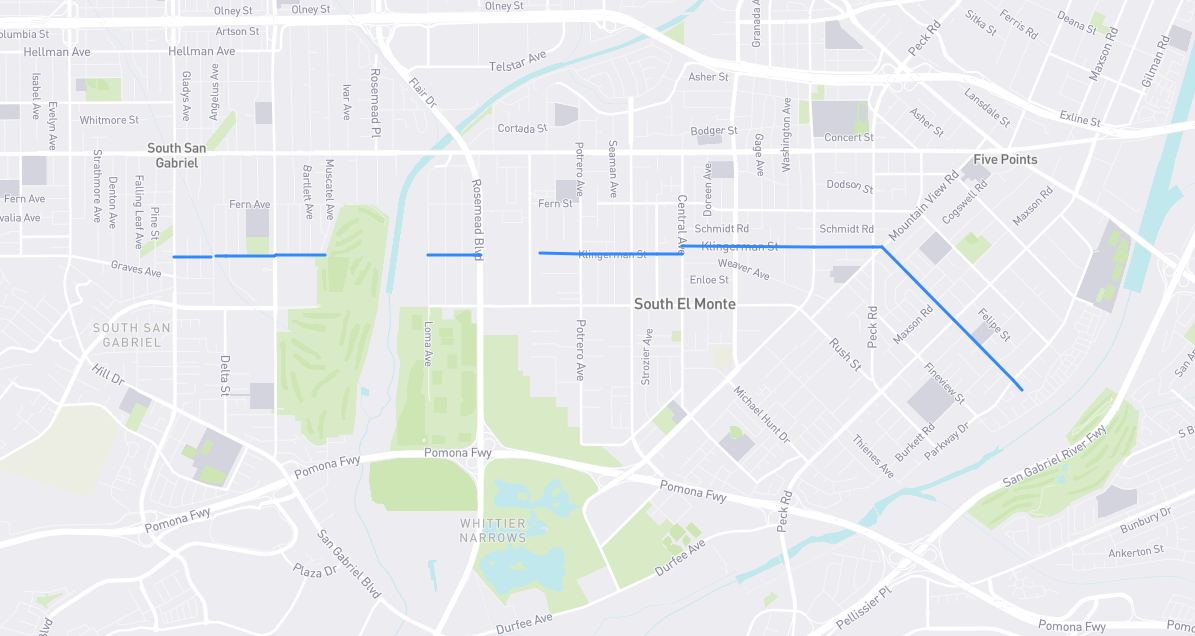 Map of Klingerman Street in Los Angeles County, California
