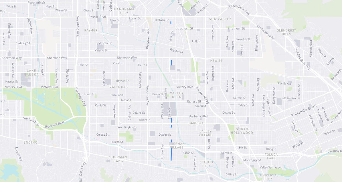 Map of Wortser Avenue in Los Angeles County, California