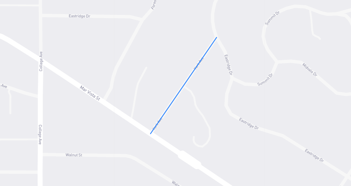Map of York Avenue in Los Angeles County, California