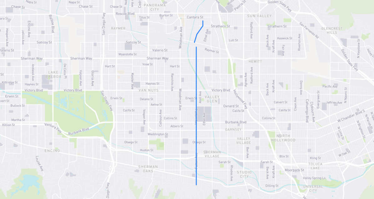 Map of Fulton Avenue in Los Angeles County, California