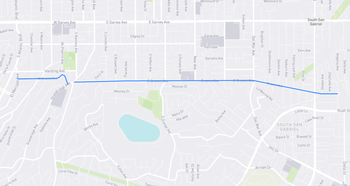 Map of Graves Avenue in Los Angeles County, California