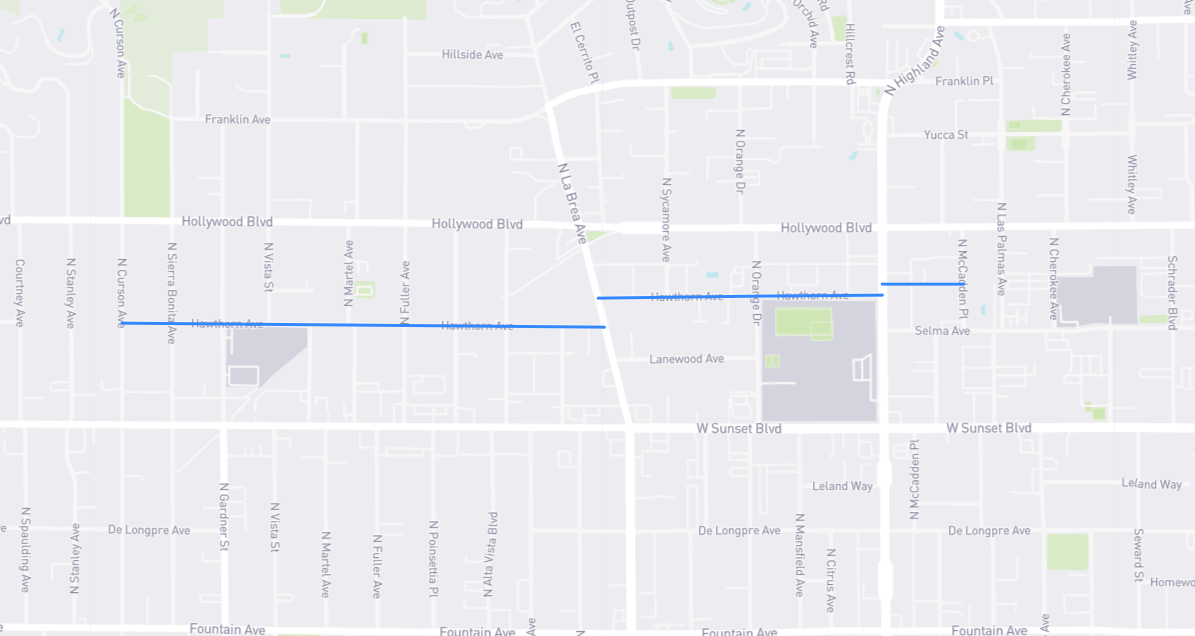 Map of Hawthorn Avenue in Los Angeles County, California