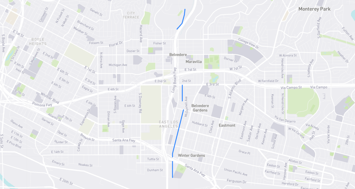 Map of McBride Avenue in Los Angeles County, California