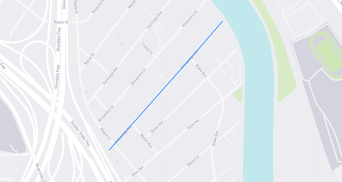 Map of North Coolidge Avenue in Los Angeles County, California