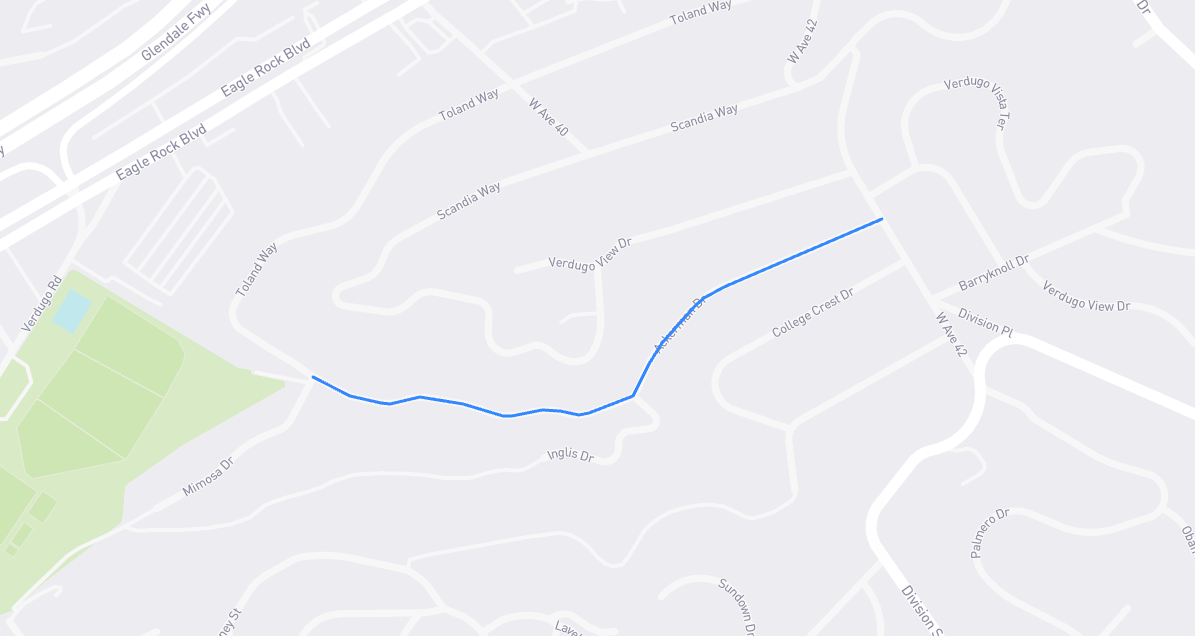 Map of Ackerman Drive in Los Angeles County, California