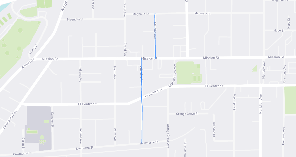 Map of Adelaine Avenue in Los Angeles County, California