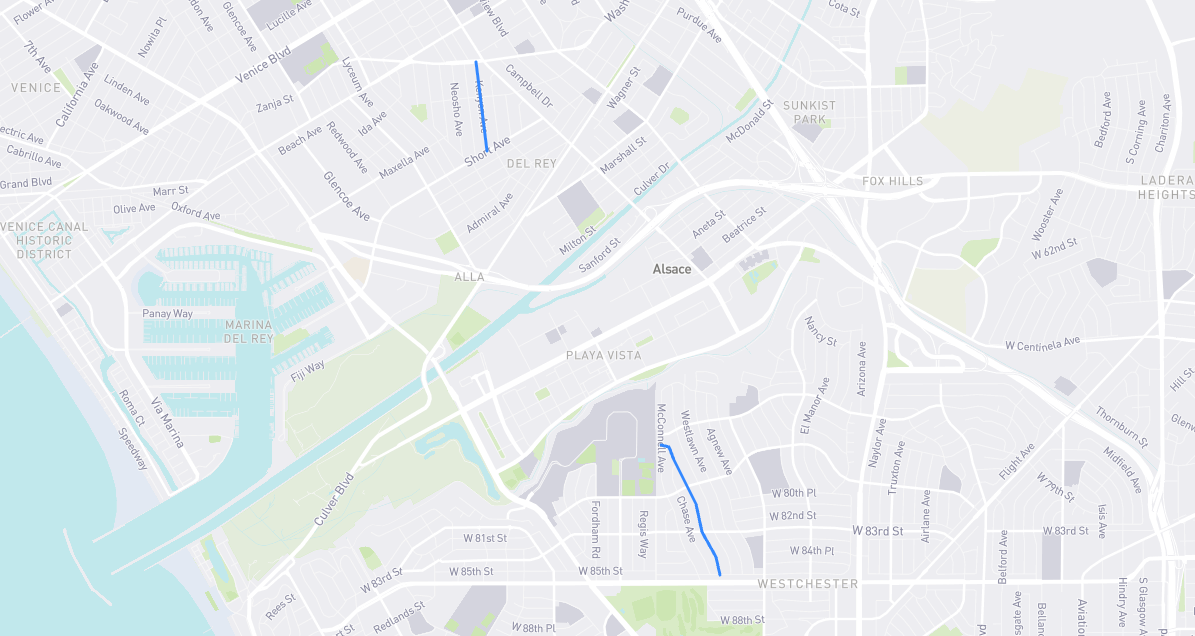 Map of Kenyon Avenue in Los Angeles County, California