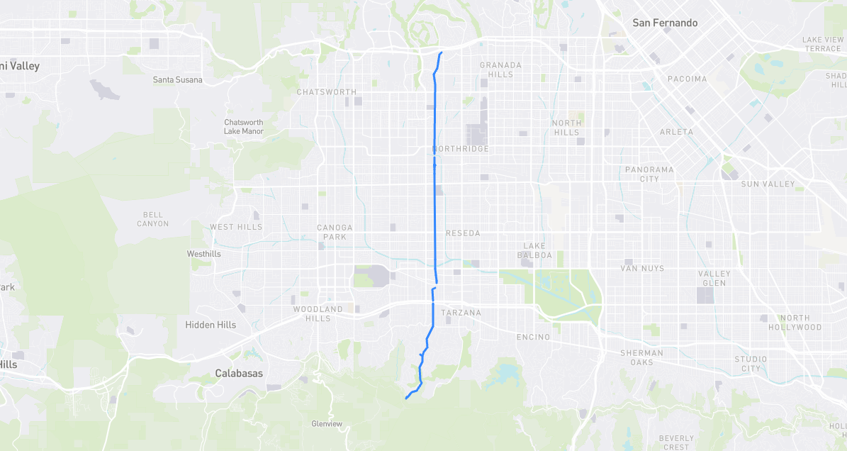 Map of Vanalden Avenue in Los Angeles County, California
