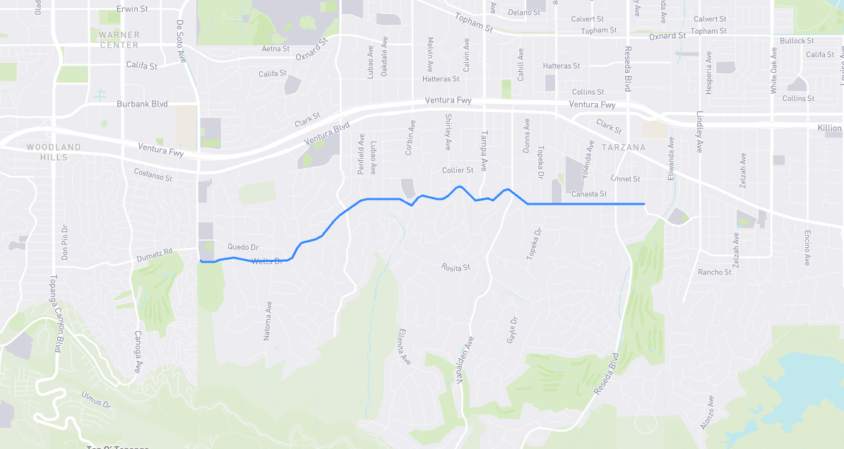 Map of Wells Drive in Los Angeles County, California